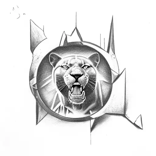 A Black Panther With A Broken Hour Glass In Its Mouth