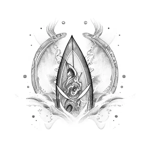 Ocean With Surfboard