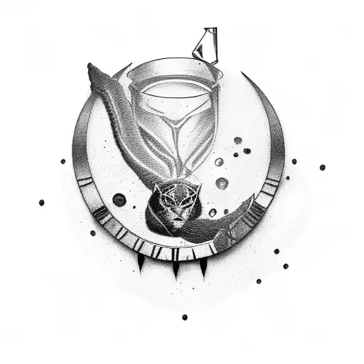 A Black Panther With A Broken Hour Glass In Its Mouth