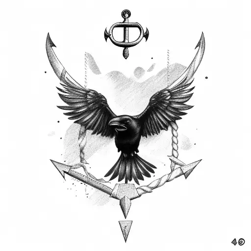 Raven Full Body Weighted By An Anchor