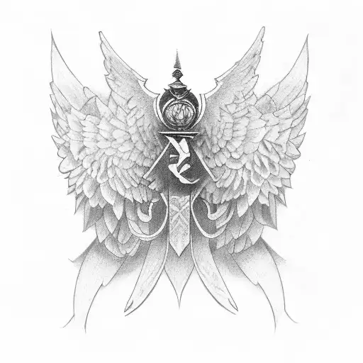 Angle Wings With The Number 32 And A Semicolon