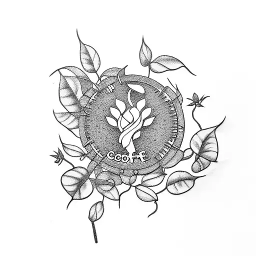A Tattoo Of A Coffee Plant Growing Out Of A Record Player