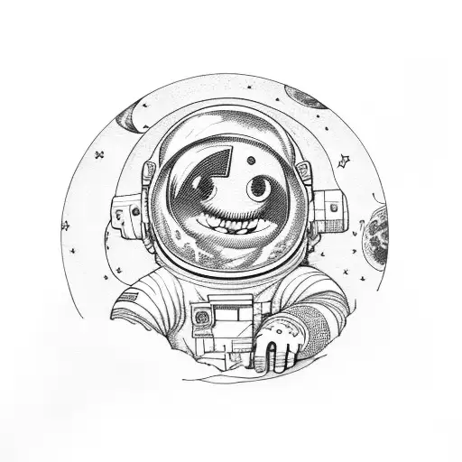 Astronaut Looking At Moon That Is Smiling