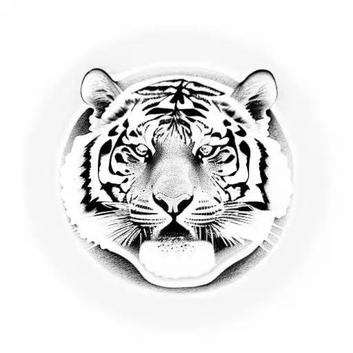 Tiger De Fuego Dentro De Un Circulo