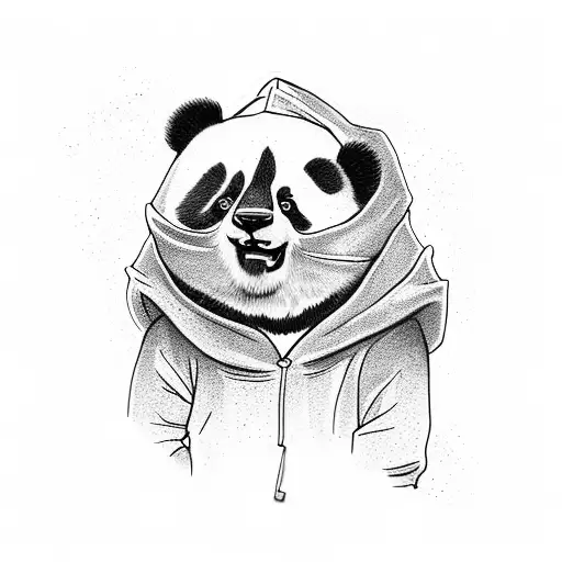 Panda In The Hoodie Holding Dumble