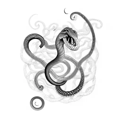 A Collection Of Different Snake Species Coiling Around Each Other In A Sleeve Design