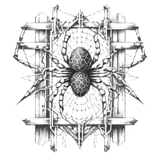 An Abstract Representation Of A Spider Intertwined With Cybersigilism Symbols On A Fence