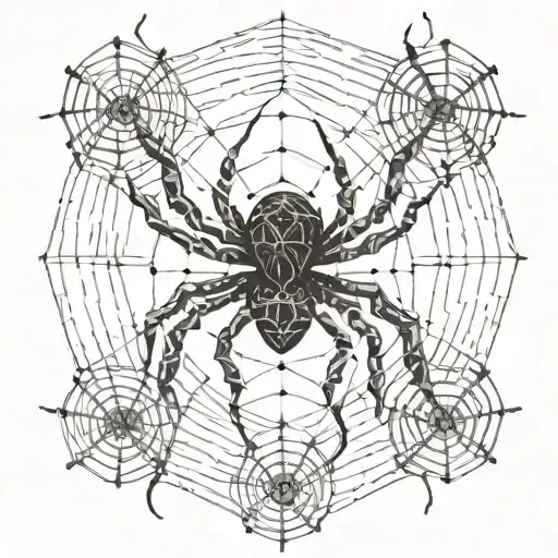 An Abstract Representation Of A Spider Intertwined With Cybersigilism Symbols On A Fence