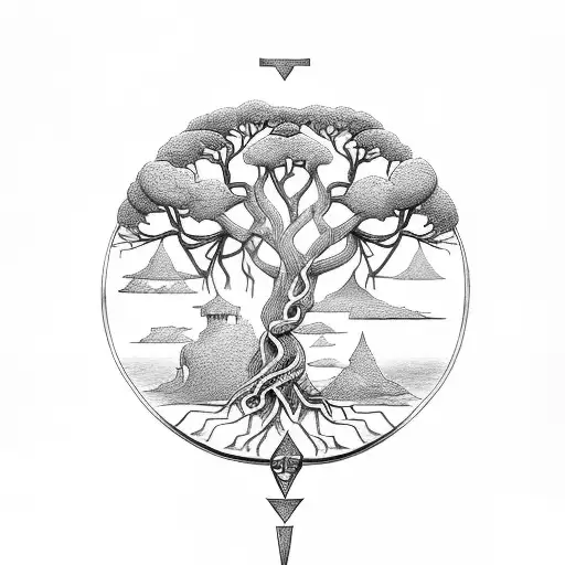 A Tree Of Life Intertwined With Greek Mythology Figures Such As Zeus And Athena