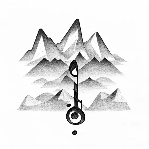 A Musical Note Intertwined With A Mountain Landscape