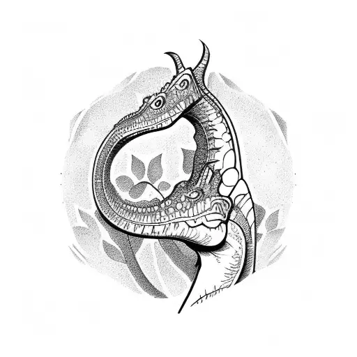 Long Neck Mom And 2 Baby Dinosaur Tatto With Mandala Inside Dinosaurs Birthdates And Names