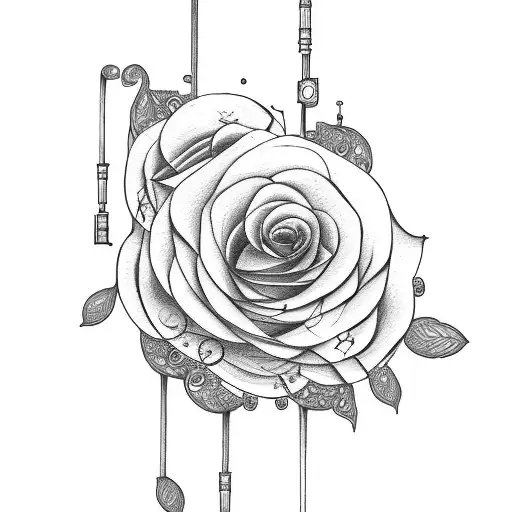 Music Notes With Flower Chain On Foot