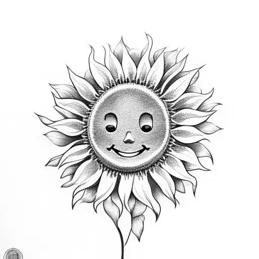 Sunflower With Smiley Face