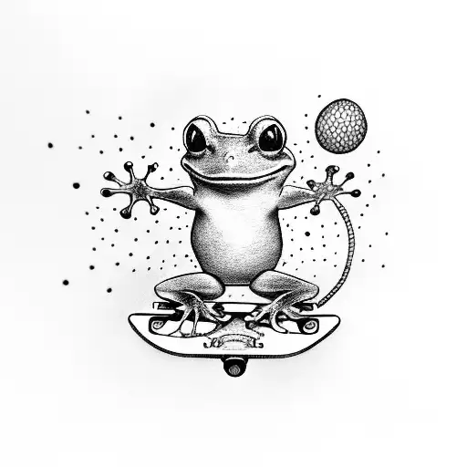 Cute Simple Frog On Skateboard