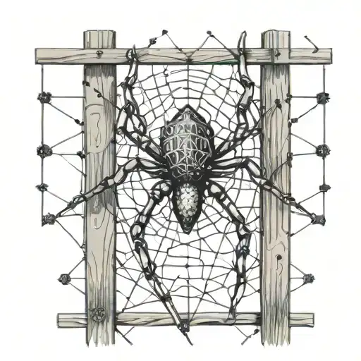 An Abstract Representation Of A Spider Intertwined With Cybersigilism Symbols On A Fence