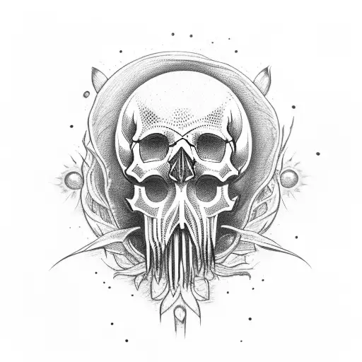 Skull With Lycoris Growing From It