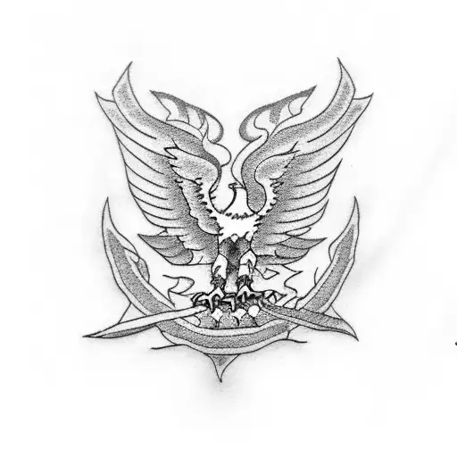 A Dotwork Tattoo Of A Traditional American Flag With An Eagle Silhouette