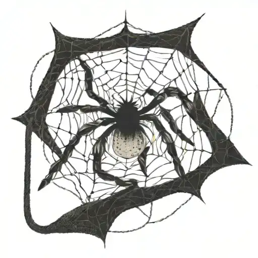 A Gothic-inspired Spider Weaving A Web With Fishing Hooks As The Threads