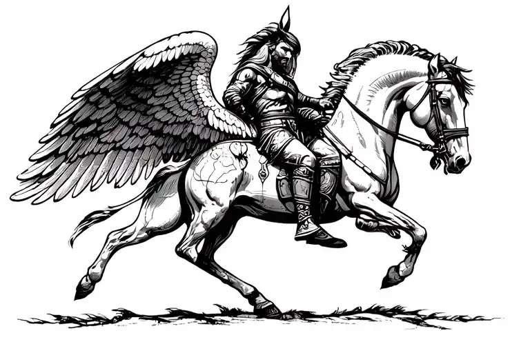 Spartan And Horse With Wings
