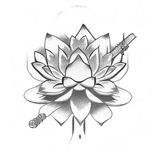A Samurai Warrior Holding A Lotus Flower Sword