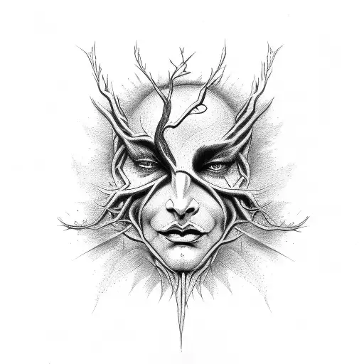 Tree With Roots As Devils Face