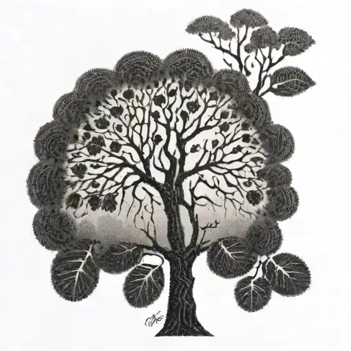 A Tree With Intricate Patterns Made Out Of Dog Paw Prints