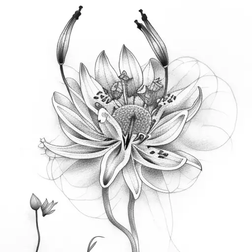 Moth With Coreopsis And Lilys