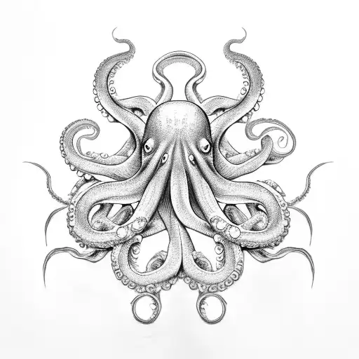 An Octopus Wielding A Sword In Each Tentacle