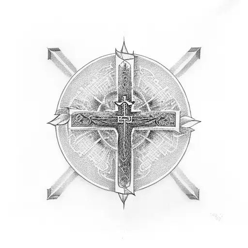 Christian Cross With Scales Balanced