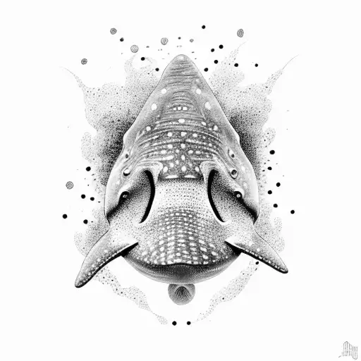 An Intricate Dotwork Design Of A Whale Shark Swimming In The Ocean