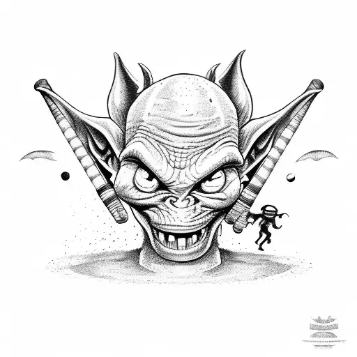 A Goblin Playing Baseball With An Alien In Times Square