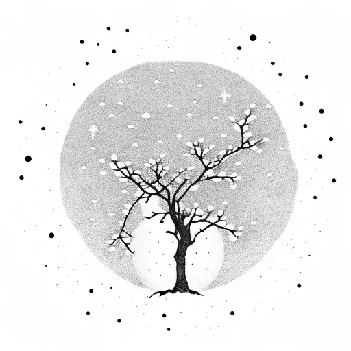 Sakura Tree In The Nightsky