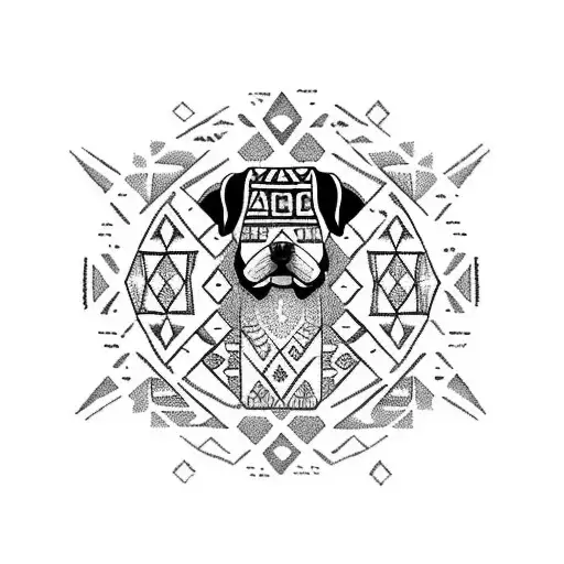 An Aztec-inspired Design Featuring A Floral Pattern With Hidden Dog Silhouettes