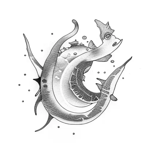 Minimalist Sea Plus Fin Of Fish Or Bodyboarding