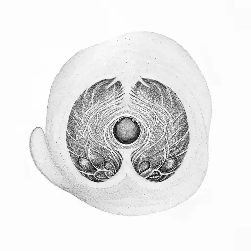 Yin And Yang But Incorporate A Badger Footprint And Peacock Feather