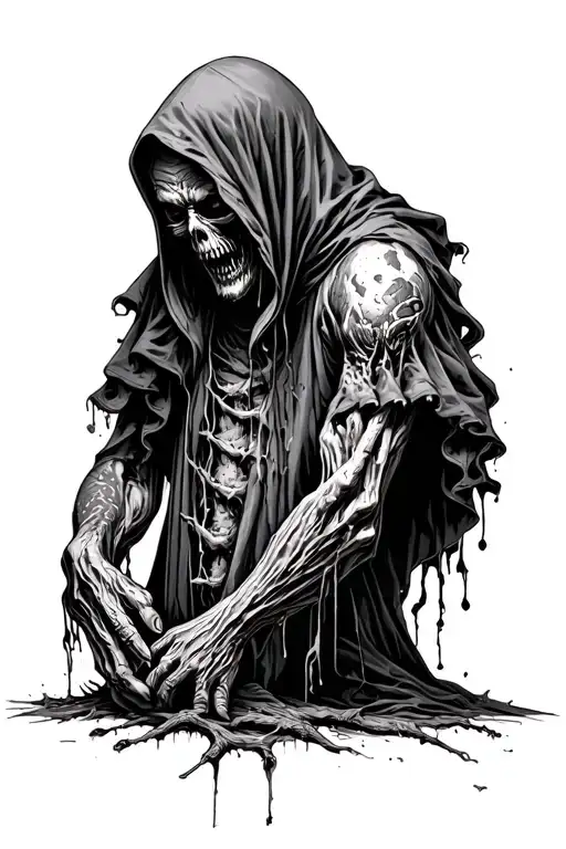 Hooded Rotting Ghoul Surrounded