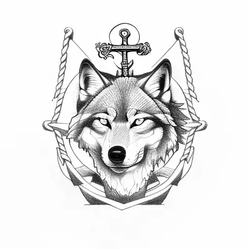 Hand With Anchor Woman Wolf Carrying A Baby