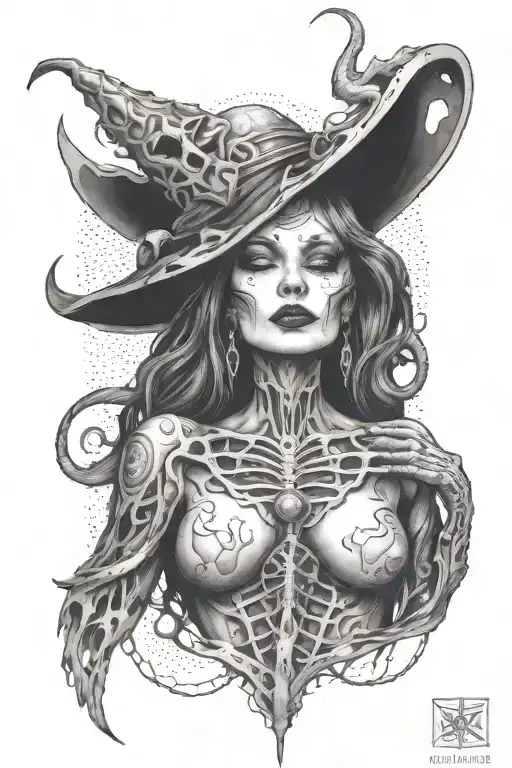 Dark Witch With Chest Bones