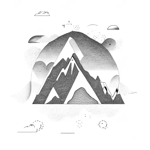 A Mountain Range With An Abstract Representation Of A Sales Graph Integrated Into The Design