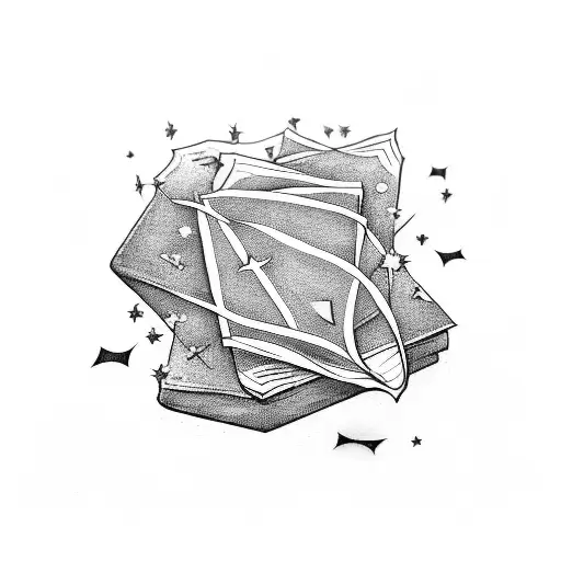 A Stack Of Books With Rock Music Symbols Intertwined In The Pages