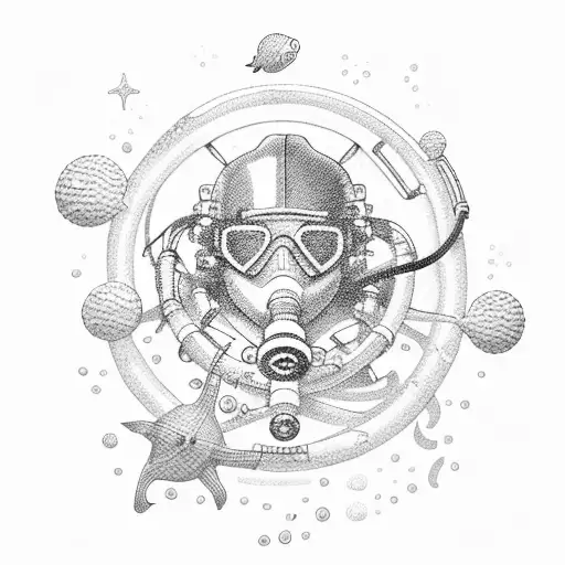 A Scuba Diver Diving Into An Ocean Of Stars