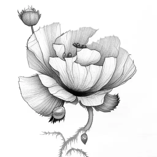 Last Ronin Behind The Misty Mountains With A Poppy Flower