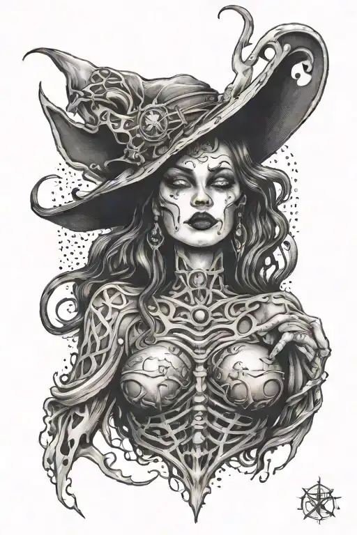 Dark Witch With Chest Bones