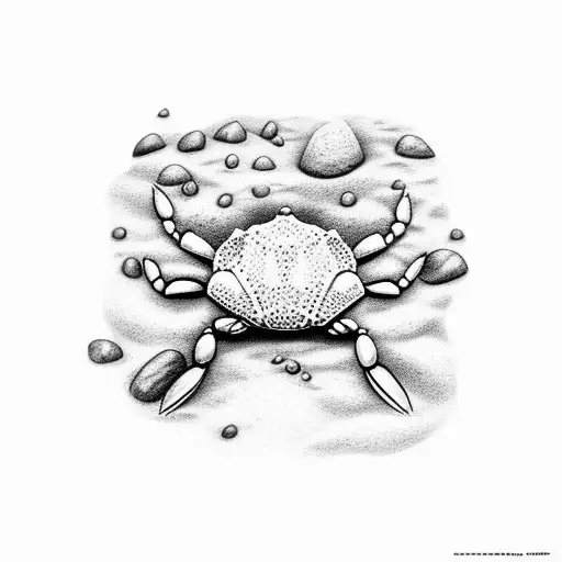 Baby Crabs In Sand Under Rocks