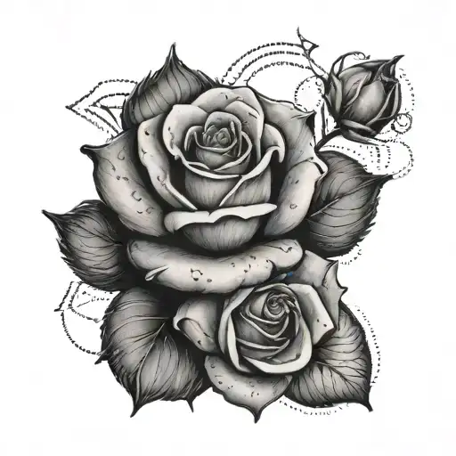 A Delicate Black And Grey Rose Wrapping Around A Bold Cross