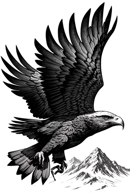 A Majestic Eagle Soaring Over A Mountain Range With An Arrow In Its Talons