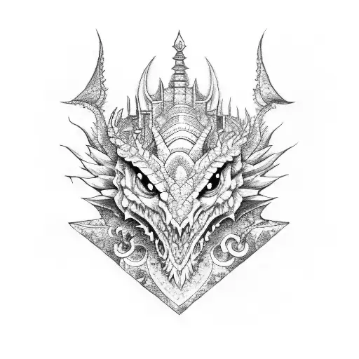 Moon Castle And Dragon