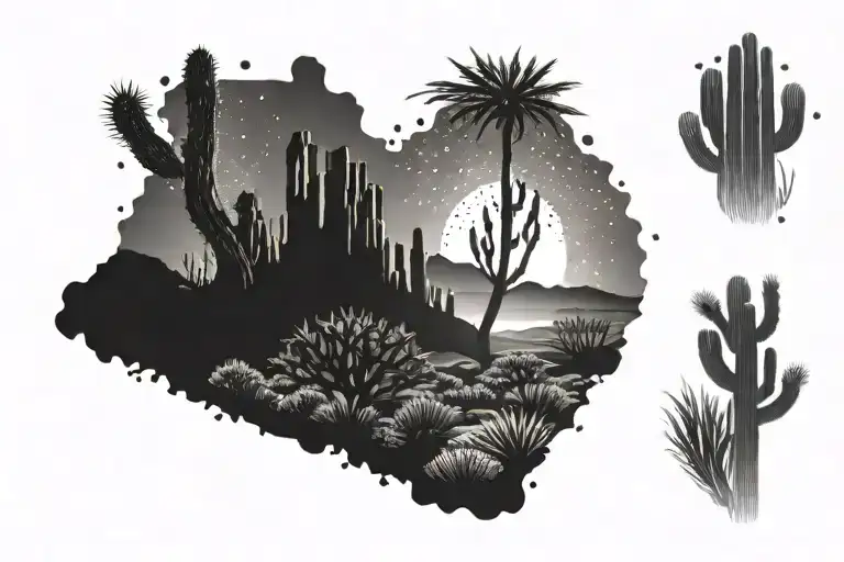 Arizona Desert Landscape Tattoo Featuring
