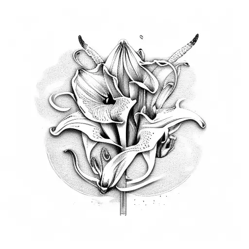 Tiger Lilies Orange Calla Lilies White 2 Pocket Watches Linked Together