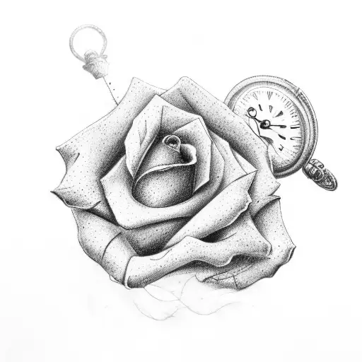 Pocket Watch Two Guns Wilted Rose